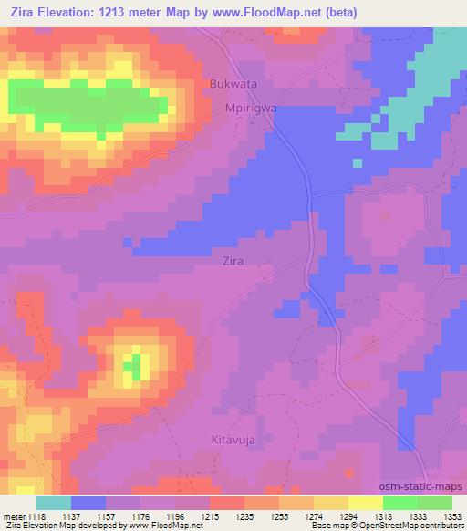 Zira,Uganda Elevation Map