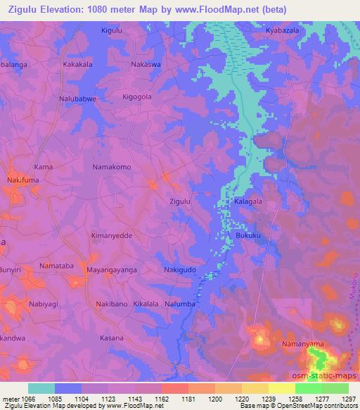 Zigulu,Uganda Elevation Map
