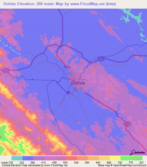 Dolisie,Congo (Brazzaville) Elevation Map
