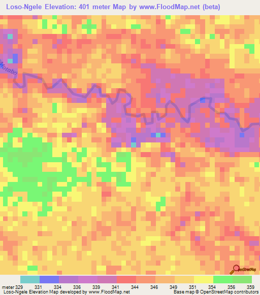 Loso-Ngele,Congo (Brazzaville) Elevation Map