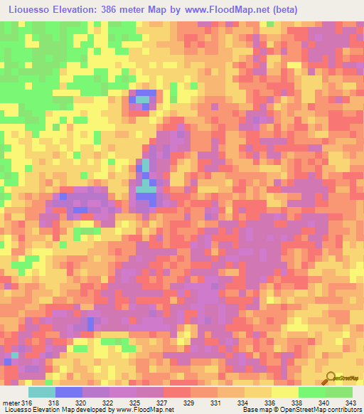 Liouesso,Congo (Brazzaville) Elevation Map