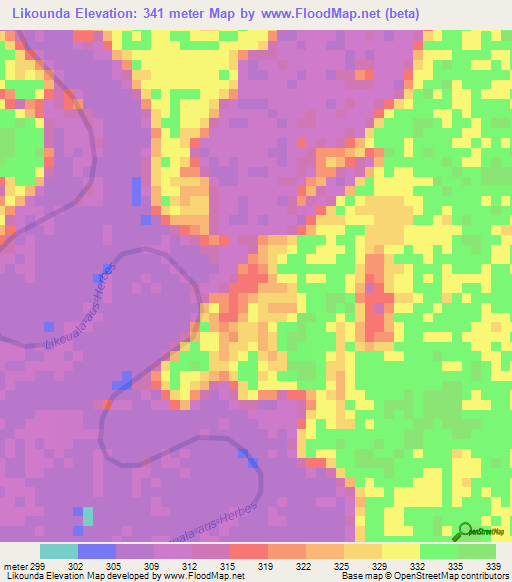 Likounda,Congo (Brazzaville) Elevation Map