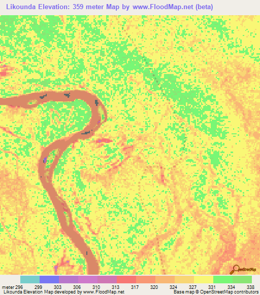 Likounda,Congo (Brazzaville) Elevation Map