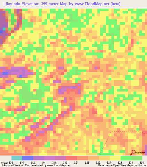 Likounda,Congo (Brazzaville) Elevation Map