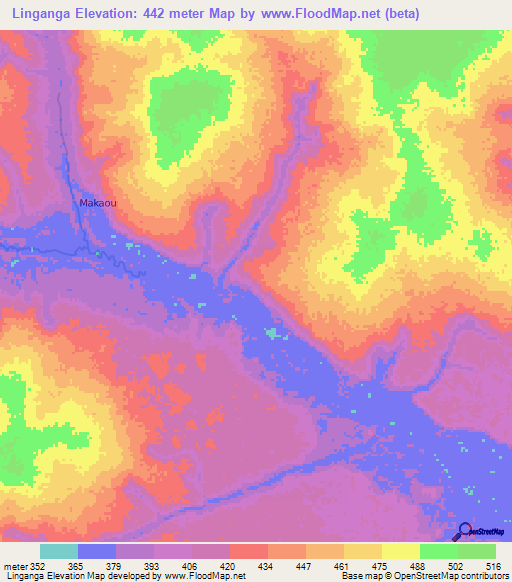 Linganga,Congo (Brazzaville) Elevation Map