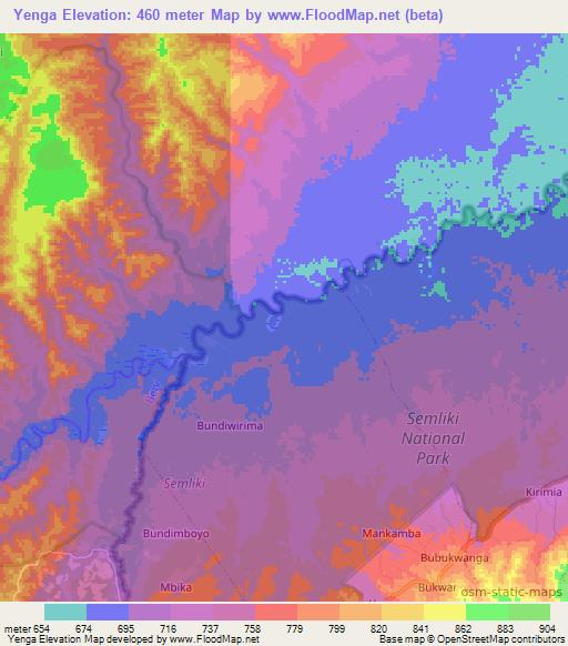 Yenga,Uganda Elevation Map