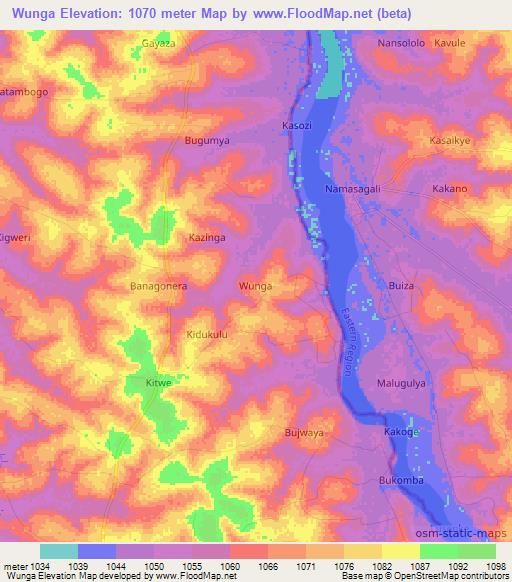 Wunga,Uganda Elevation Map