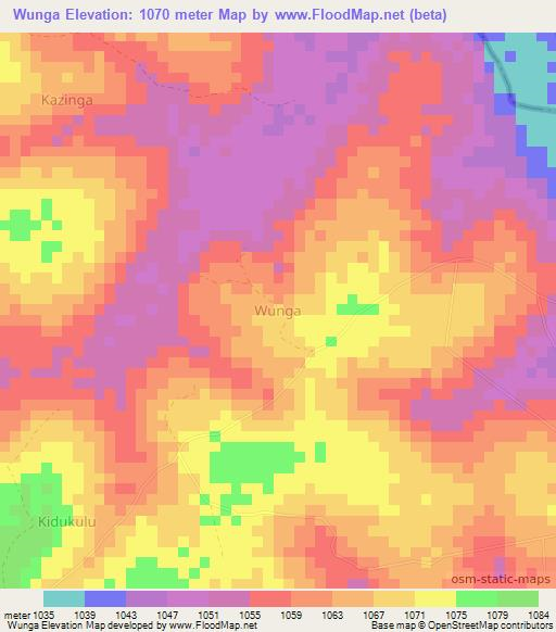 Wunga,Uganda Elevation Map