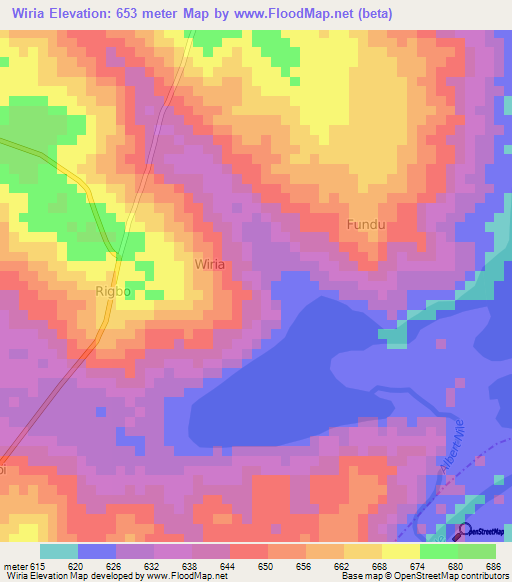 Wiria,Uganda Elevation Map