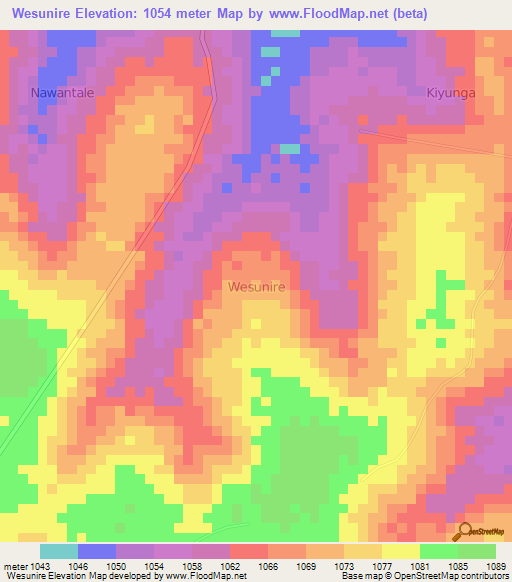 Wesunire,Uganda Elevation Map