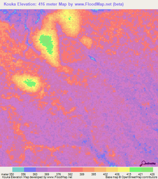 Kouka,Congo (Brazzaville) Elevation Map