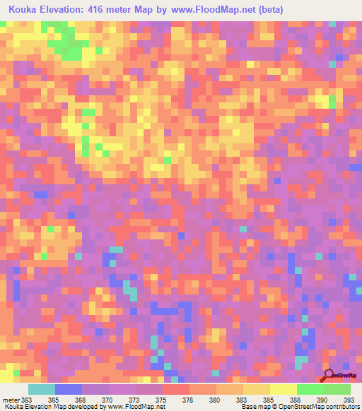 Kouka,Congo (Brazzaville) Elevation Map