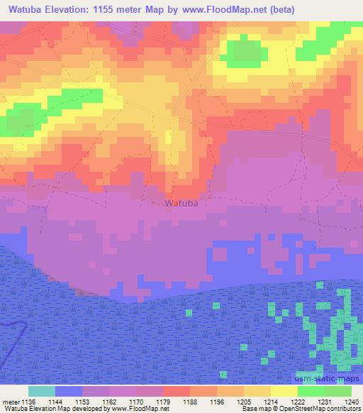 Watuba,Uganda Elevation Map
