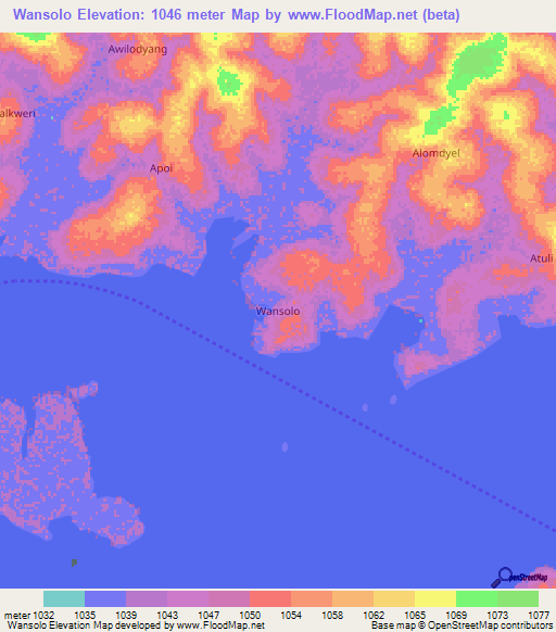 Wansolo,Uganda Elevation Map
