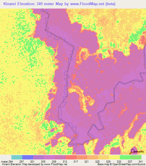 Kinami,Congo (Brazzaville) Elevation Map