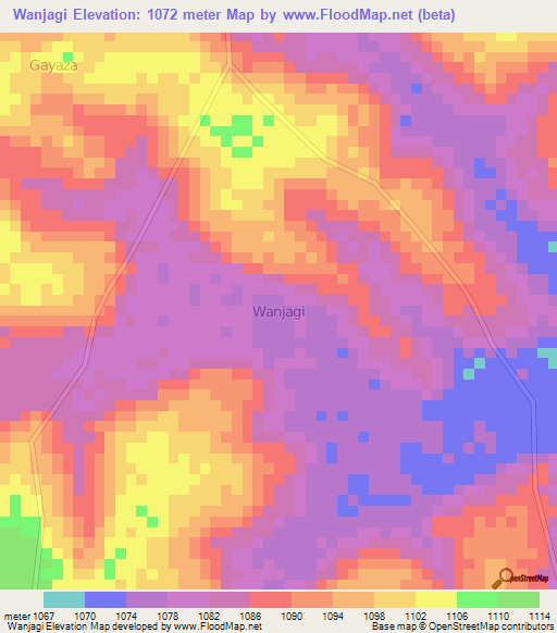 Wanjagi,Uganda Elevation Map