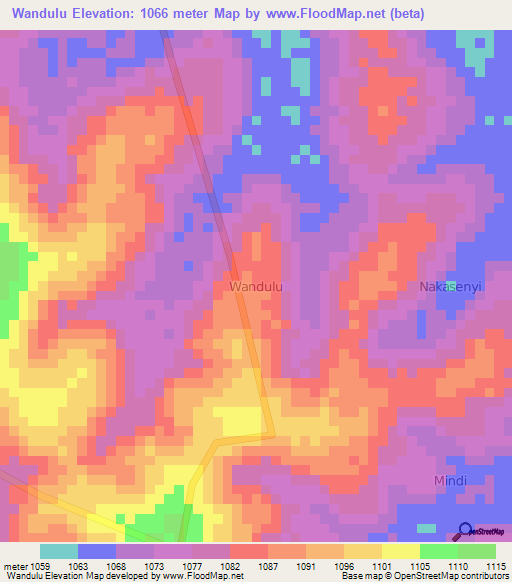 Wandulu,Uganda Elevation Map