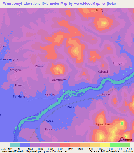 Wamusenyi,Uganda Elevation Map