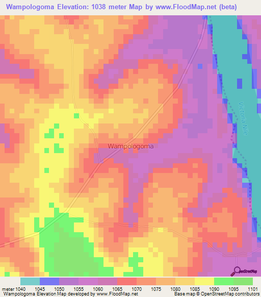 Wampologoma,Uganda Elevation Map