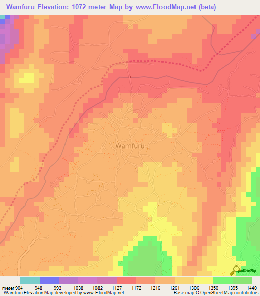 Wamfuru,Uganda Elevation Map