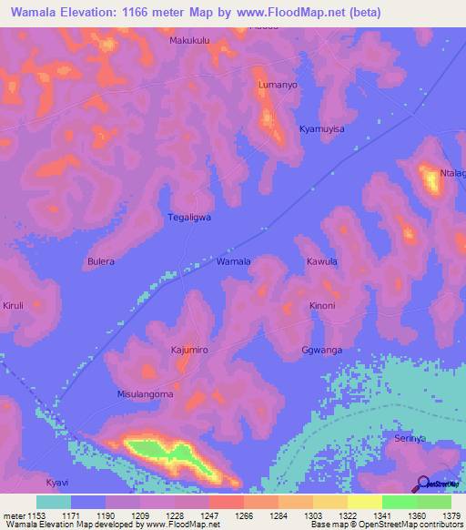 Wamala,Uganda Elevation Map