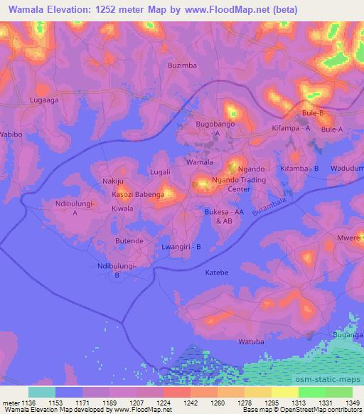 Wamala,Uganda Elevation Map