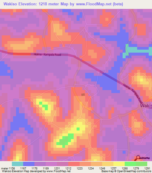 Wakiso,Uganda Elevation Map