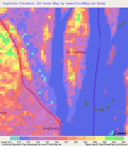 Impfondo,Congo (Brazzaville) Elevation Map