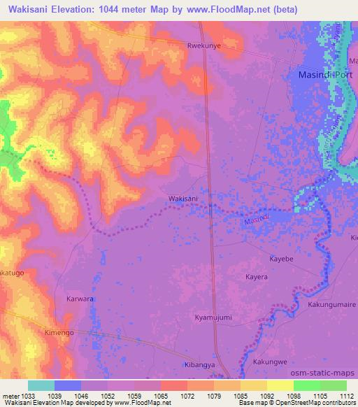 Wakisani,Uganda Elevation Map