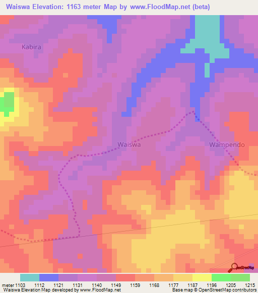 Waiswa,Uganda Elevation Map