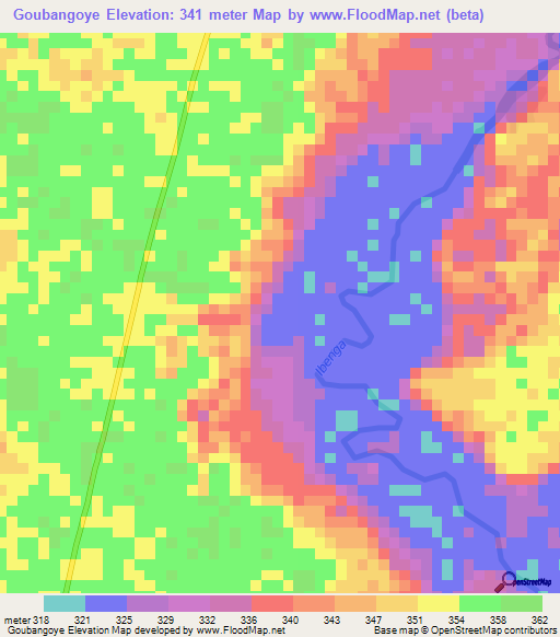 Goubangoye,Congo (Brazzaville) Elevation Map