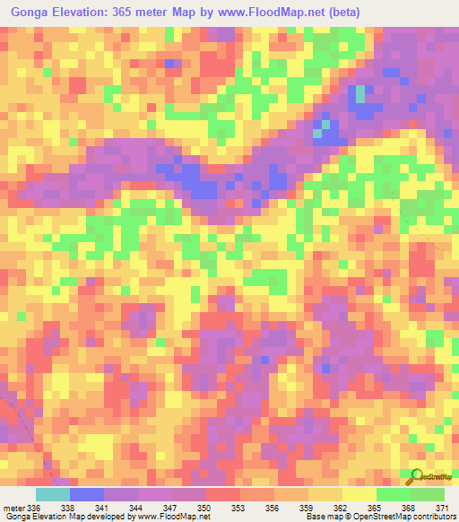 Gonga,Congo (Brazzaville) Elevation Map