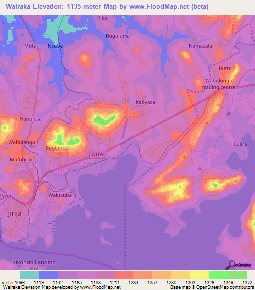 Wairaka,Uganda Elevation Map