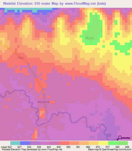 Wadelai,Uganda Elevation Map