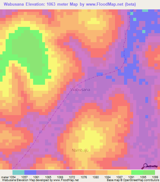 Wabusana,Uganda Elevation Map