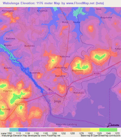 Wabulenga,Uganda Elevation Map
