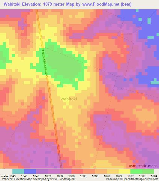 Wabitoki,Uganda Elevation Map