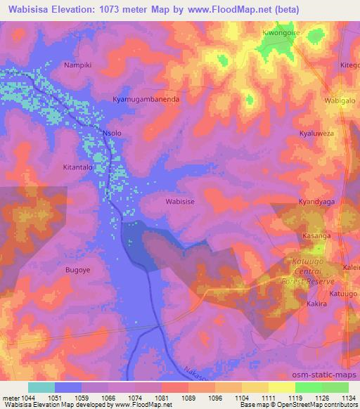 Wabisisa,Uganda Elevation Map