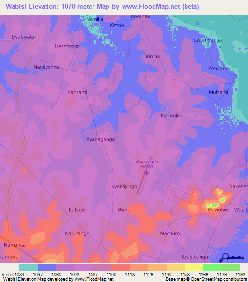 Wabisi,Uganda Elevation Map