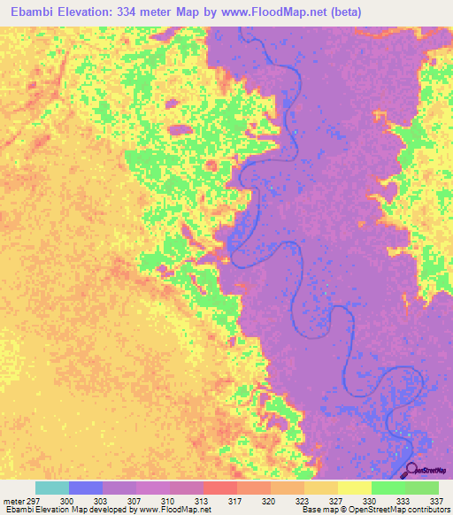Ebambi,Congo (Brazzaville) Elevation Map
