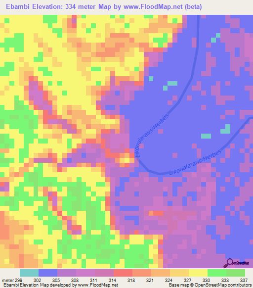 Ebambi,Congo (Brazzaville) Elevation Map