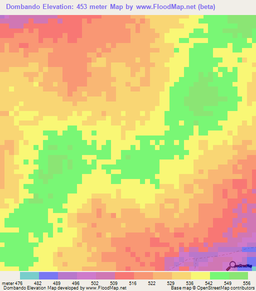 Dombando,Congo (Brazzaville) Elevation Map