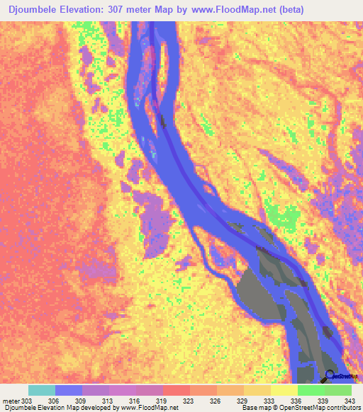 Djoumbele,Congo (Brazzaville) Elevation Map