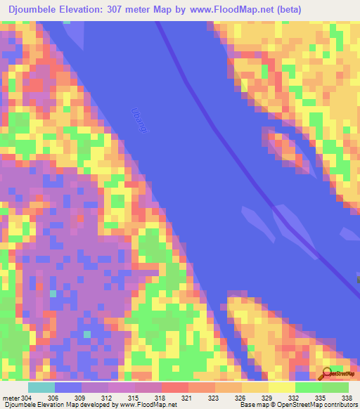 Djoumbele,Congo (Brazzaville) Elevation Map