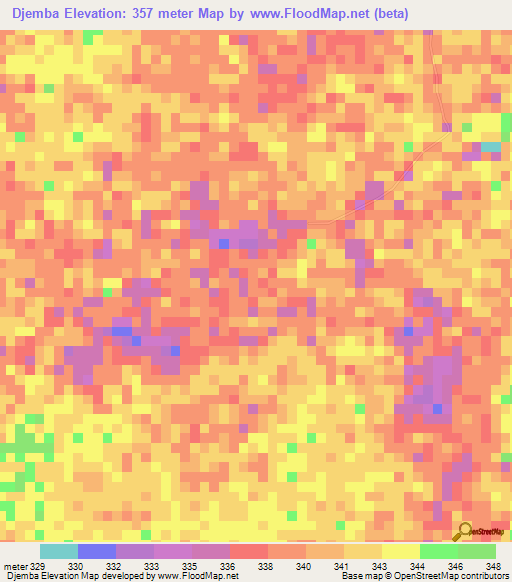 Djemba,Congo (Brazzaville) Elevation Map