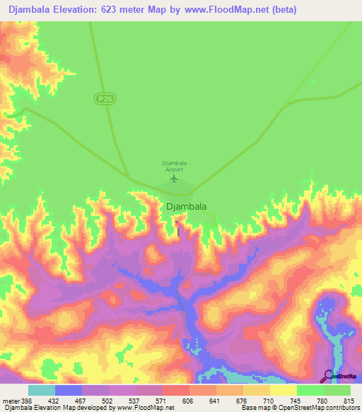 Djambala,Congo (Brazzaville) Elevation Map
