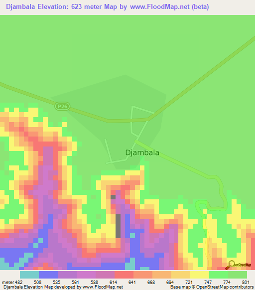 Djambala,Congo (Brazzaville) Elevation Map