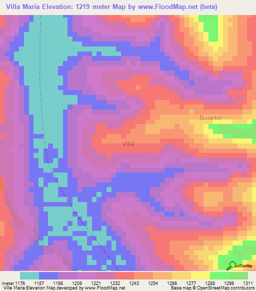 Villa Maria,Uganda Elevation Map
