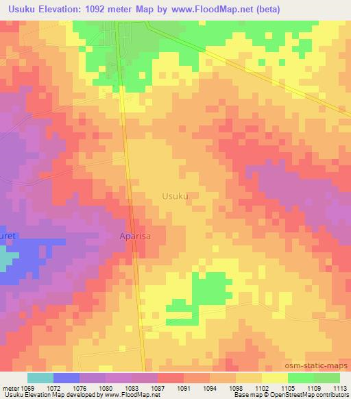 Usuku,Uganda Elevation Map