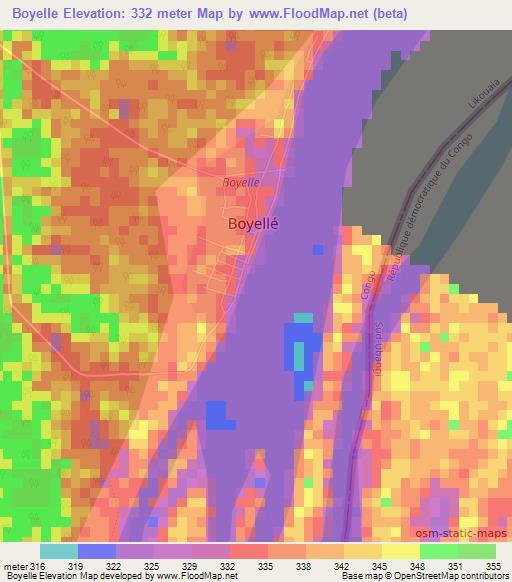 Boyelle,Congo (Brazzaville) Elevation Map